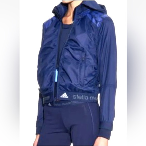 Adidas by Stella McCartney Jackets & Blazers - Stella McCartney by Adidas navy floral accents jacket running windbreaker Sz36